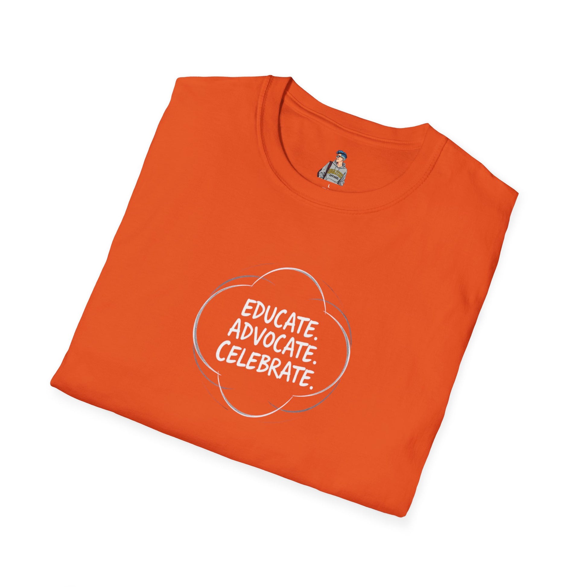 Educate. Advocate. Celebrate. Minimalist Pride T-Shirt
