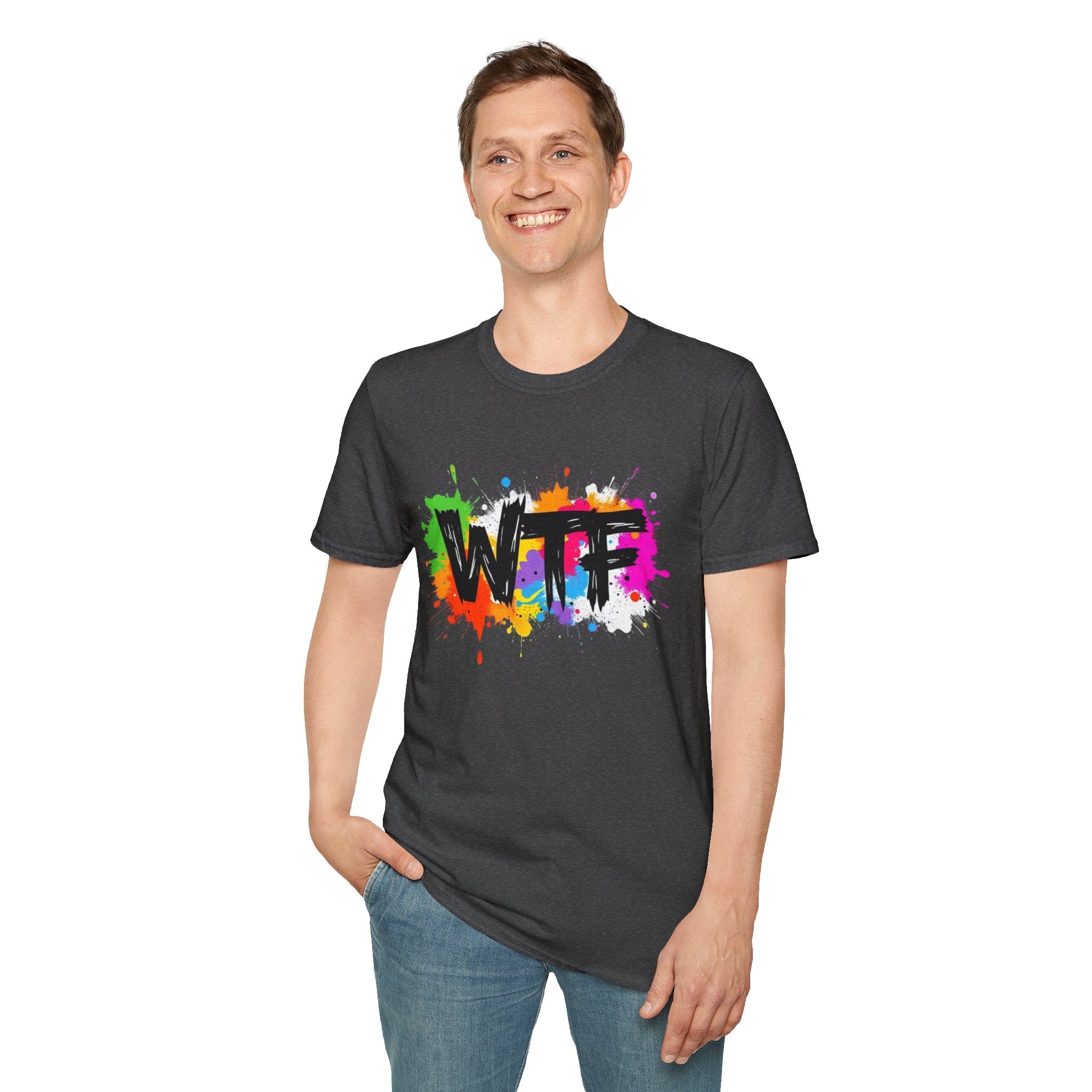 WTF Color Splash T-Shirt — Bold Rainbow Graphic Tee