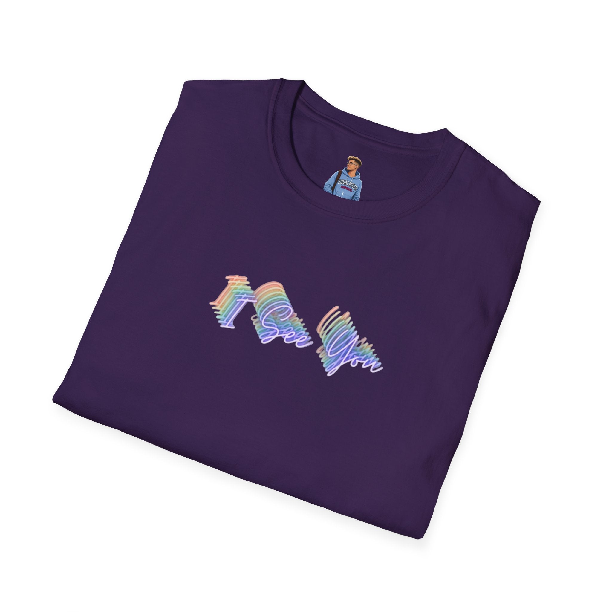 I See You Unisex Softstyle T-Shirt - Colorful Wave Design for LGBTQ+ Visibility