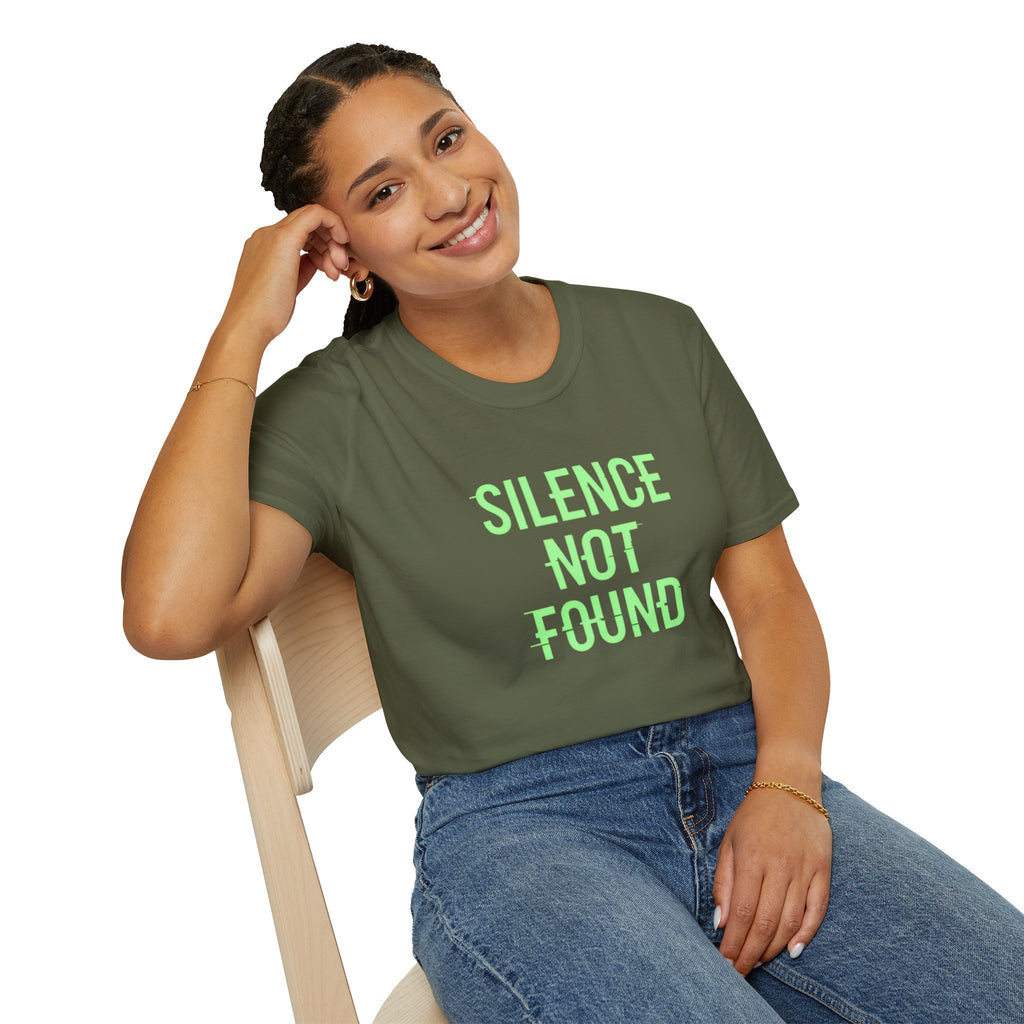 Silence Not Found T-Shirt — Bold Neon Text Tee