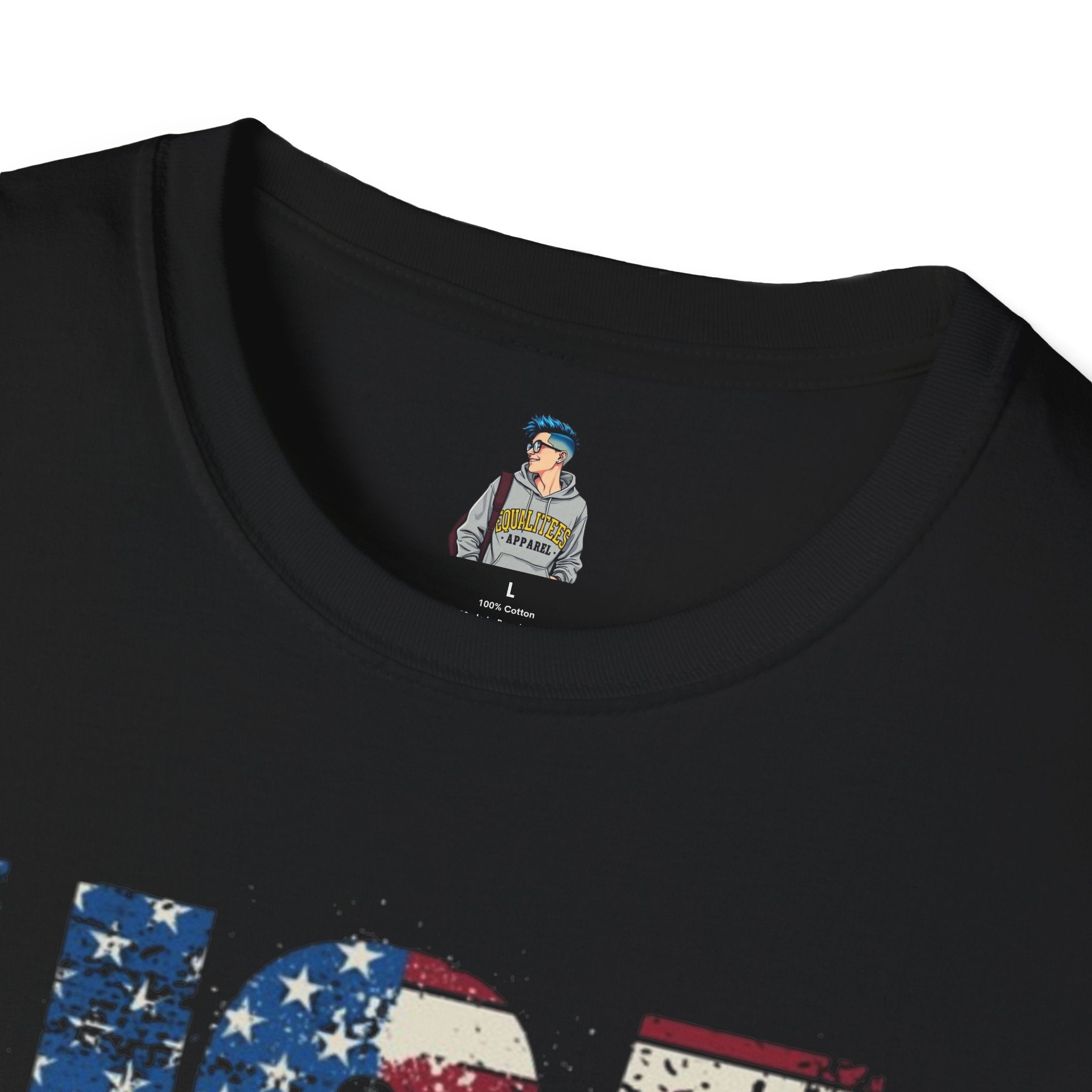 Patriotic Unisex Softstyle T-Shirt - "USA" & History Quote Design
