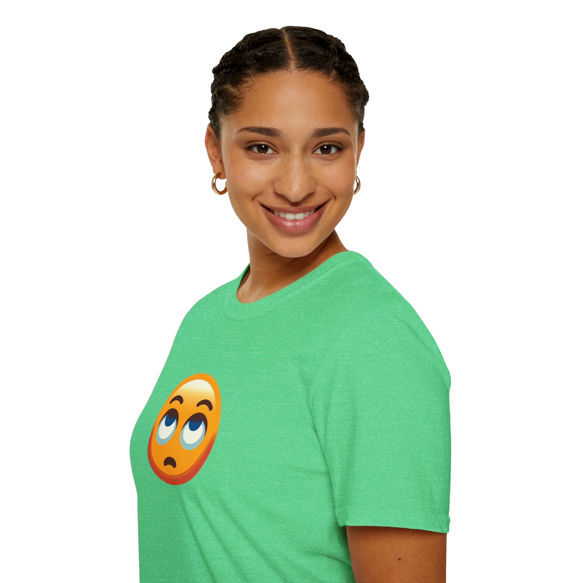 Unisex Softstyle T-Shirt with Eye Roll Emoji | Casual Graphic Tee for Everyday Humor
