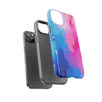 Android OR iPhone Compatible Cases - Pink and Blue Color Splash Design