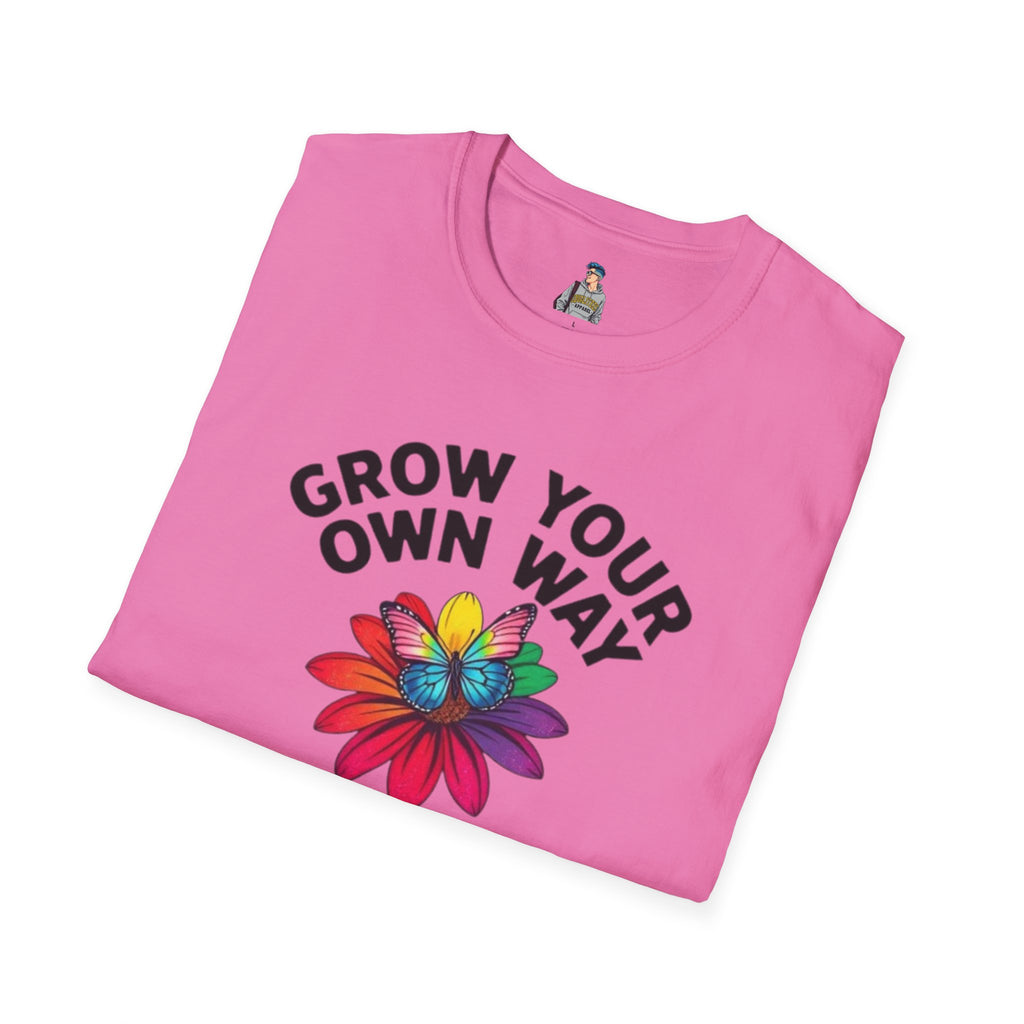 Unisex Softstyle T-Shirt - 'Grow Your Own Way' Floral Design for Queer Pride
