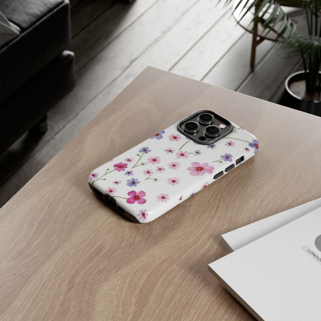 Floral Pink Wildflower Tough Phone Case for iPhone