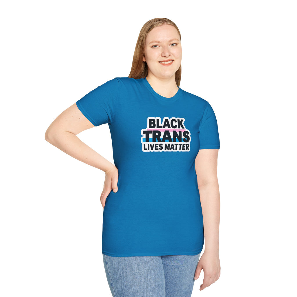 Unisex Softstyle T-Shirt - Black Trans Lives Matter Statement Tee
