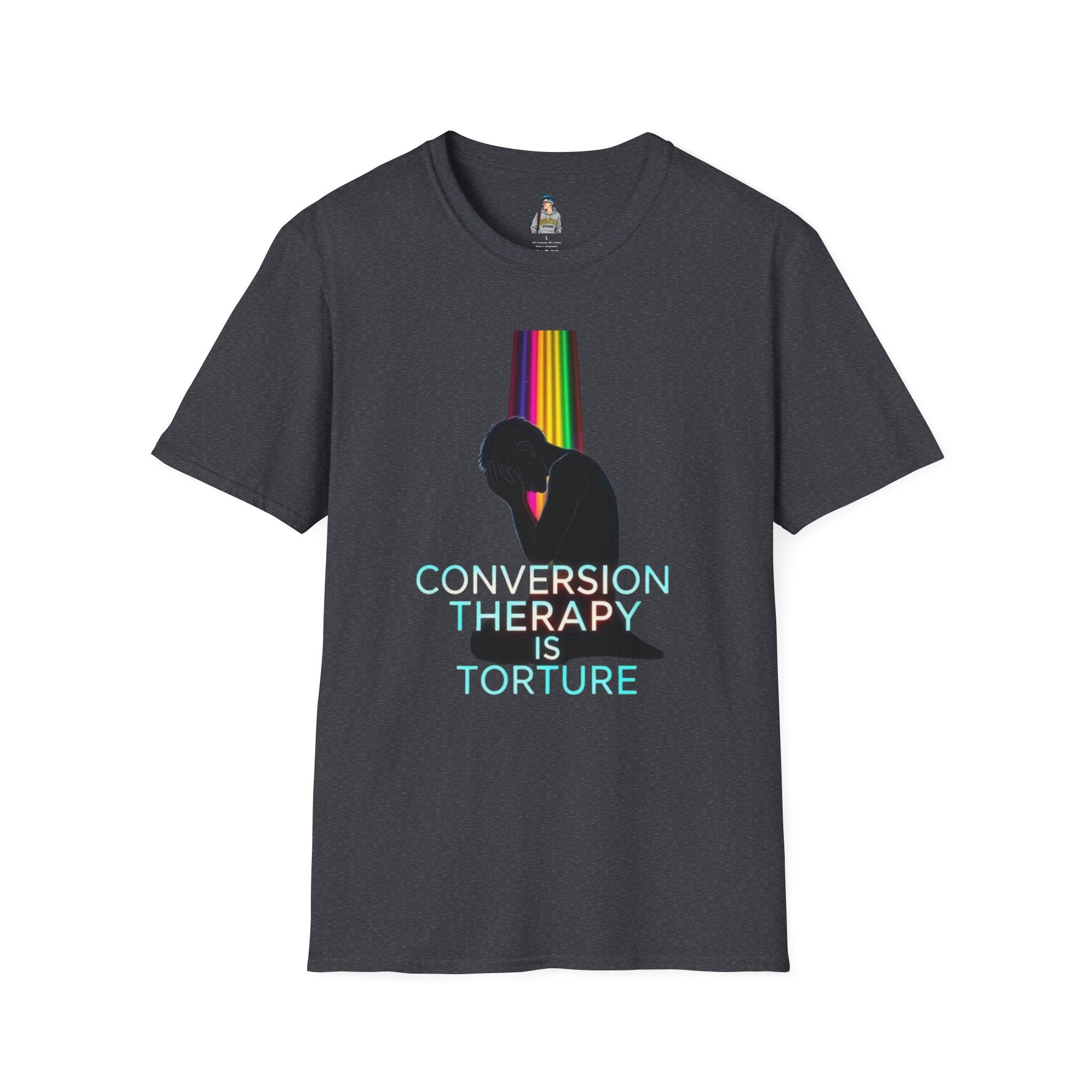 Unisex Softstyle T-Shirt: "Conversion Therapy is Torture" & "We All Belong" - LGBTQ+ Empowerment Tee