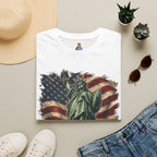 Statue of Liberty Stepping on MAGA American Flag T-Shirt — Patriotic USA Independence Day Tee