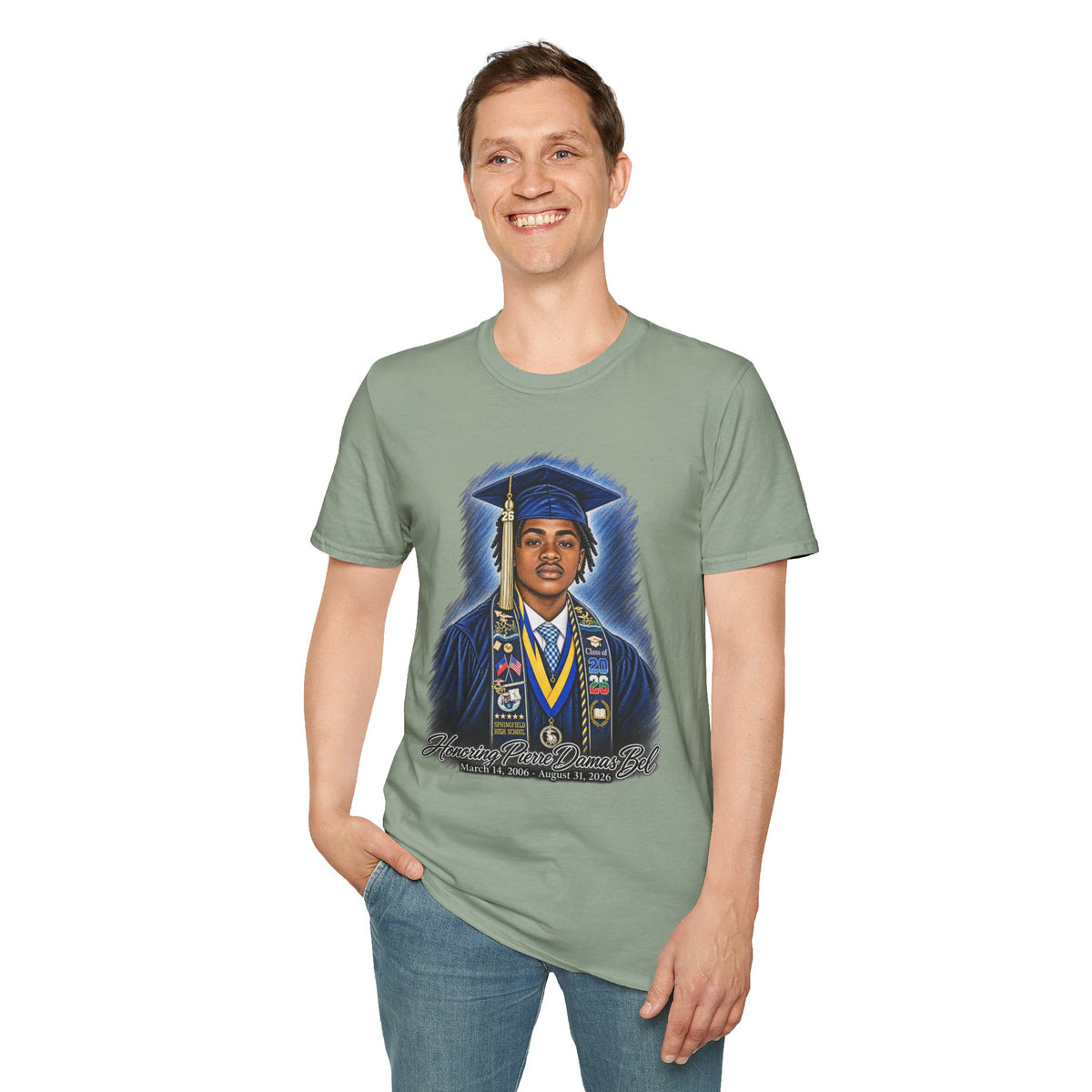 Portrait Front and Back - In Memory of Pierre Damas Bel T-Shirt