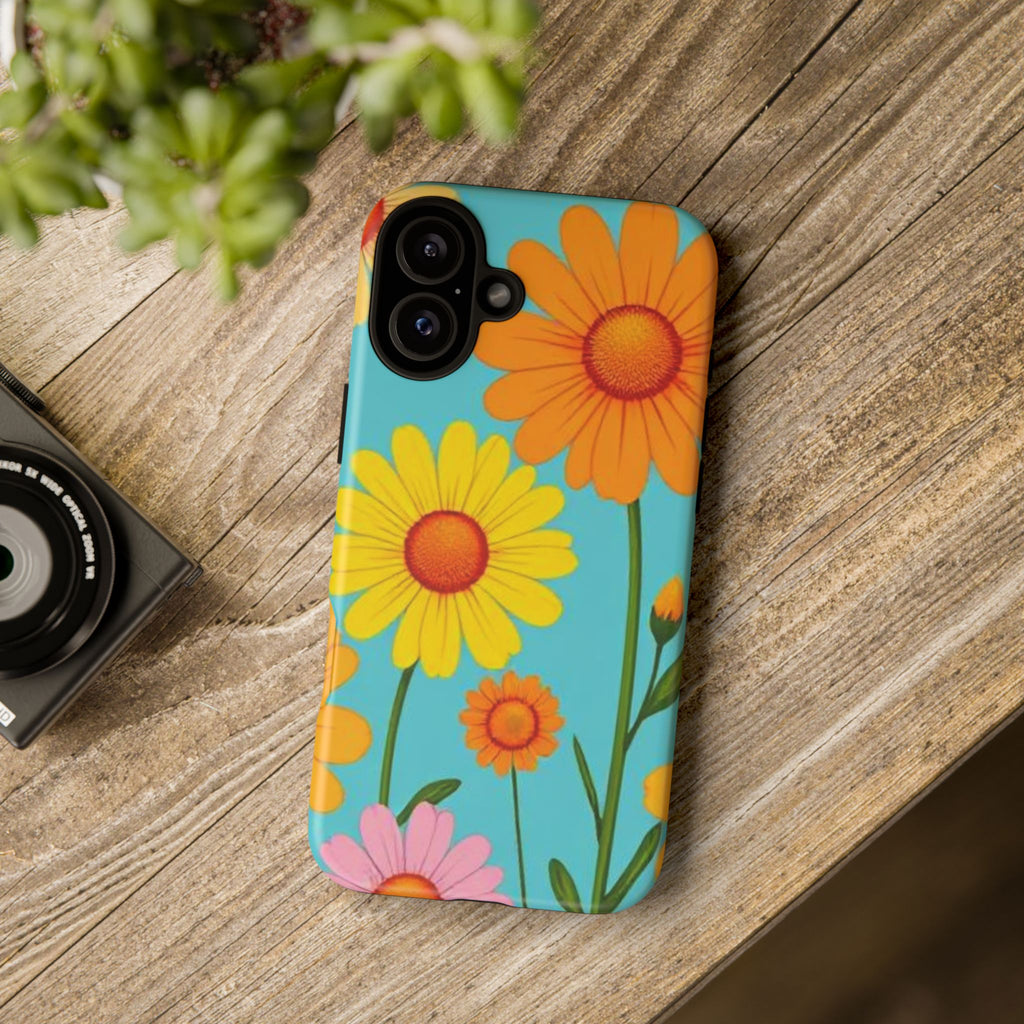 Floral Tough Phone Case for iPhone — Bright Daisy Garden Protective Cover
