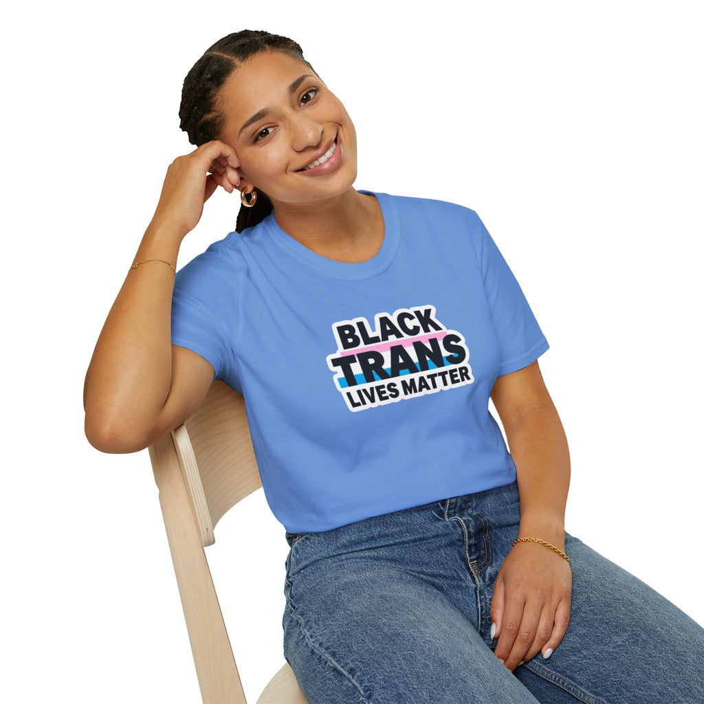 Unisex Softstyle T-Shirt - Black Trans Lives Matter Statement Tee
