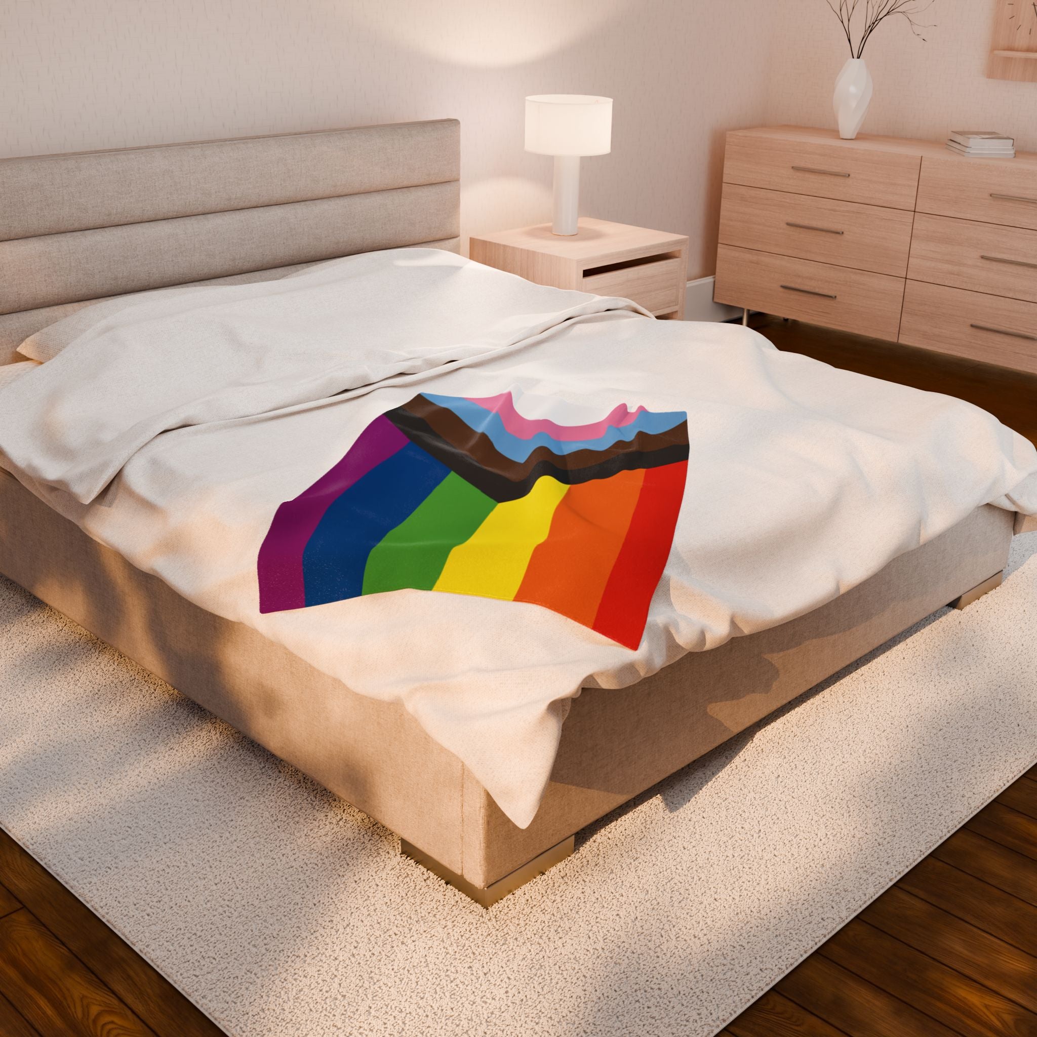 Pride Colors Velveteen Plush Blanket - Cozy & Vibrant LGBTQ+ Throw for Celebrations
