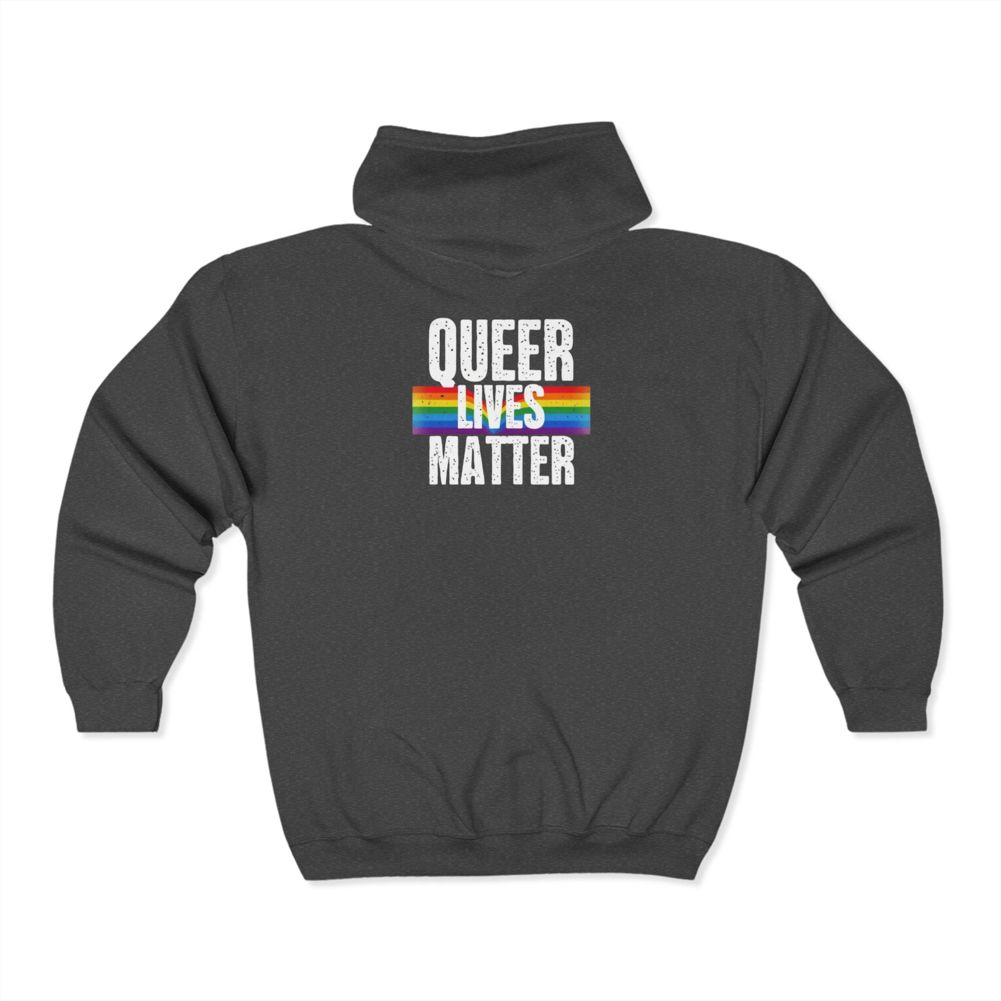 Queer Lives Matter Zip-Up Hoodie - Cozy Outdoor Style
