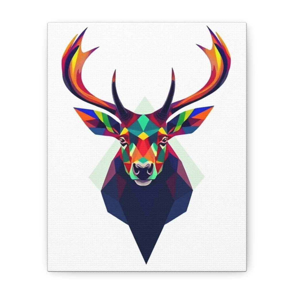 Colorful Elk Art Print - Modern Geometric Canvas Wall Decor