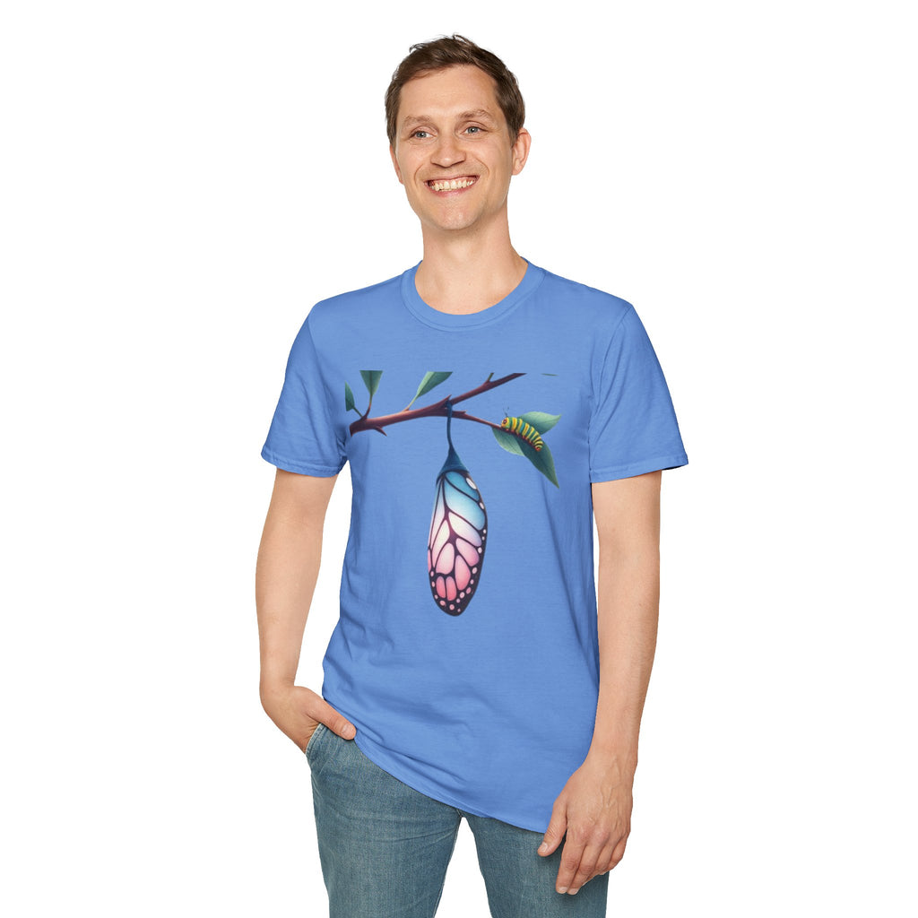 Trans Caterpillar to Butterfly Transformation T-Shirt, Unisex Graphic T-Shirt
