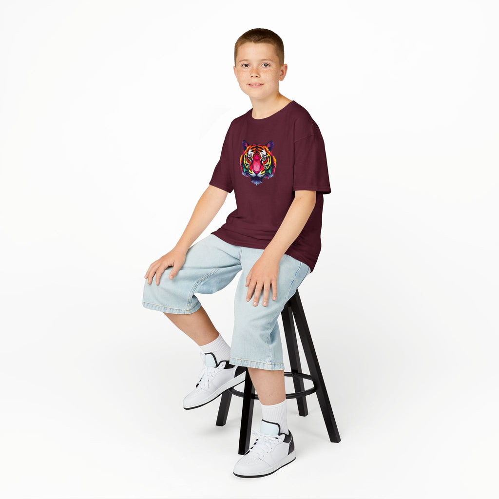 Colorful Fractal Tiger Kids Heavy Cotton Tee