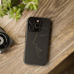 Android OR iPhone Compatible Cases - Gold Line Face Design - Unique Tough Cases