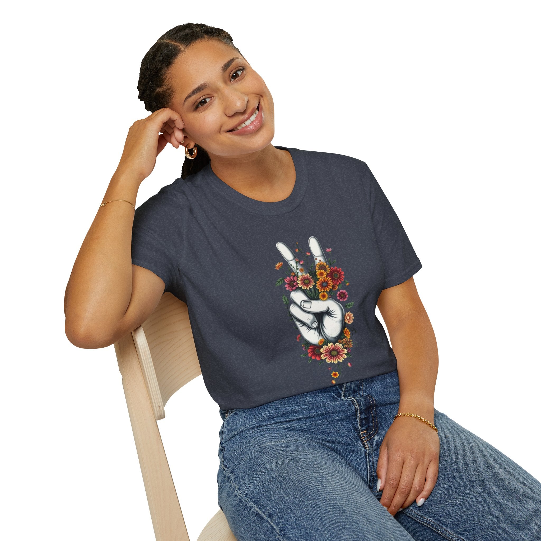Grow Peace Unisex Softstyle T-Shirt - Boho Inspiration, Perfect for Festivals and Everyday Wear