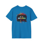 Inclusive Art Unisex Softstyle T-Shirt – ‘ Rainbow Handprint We All Belong’