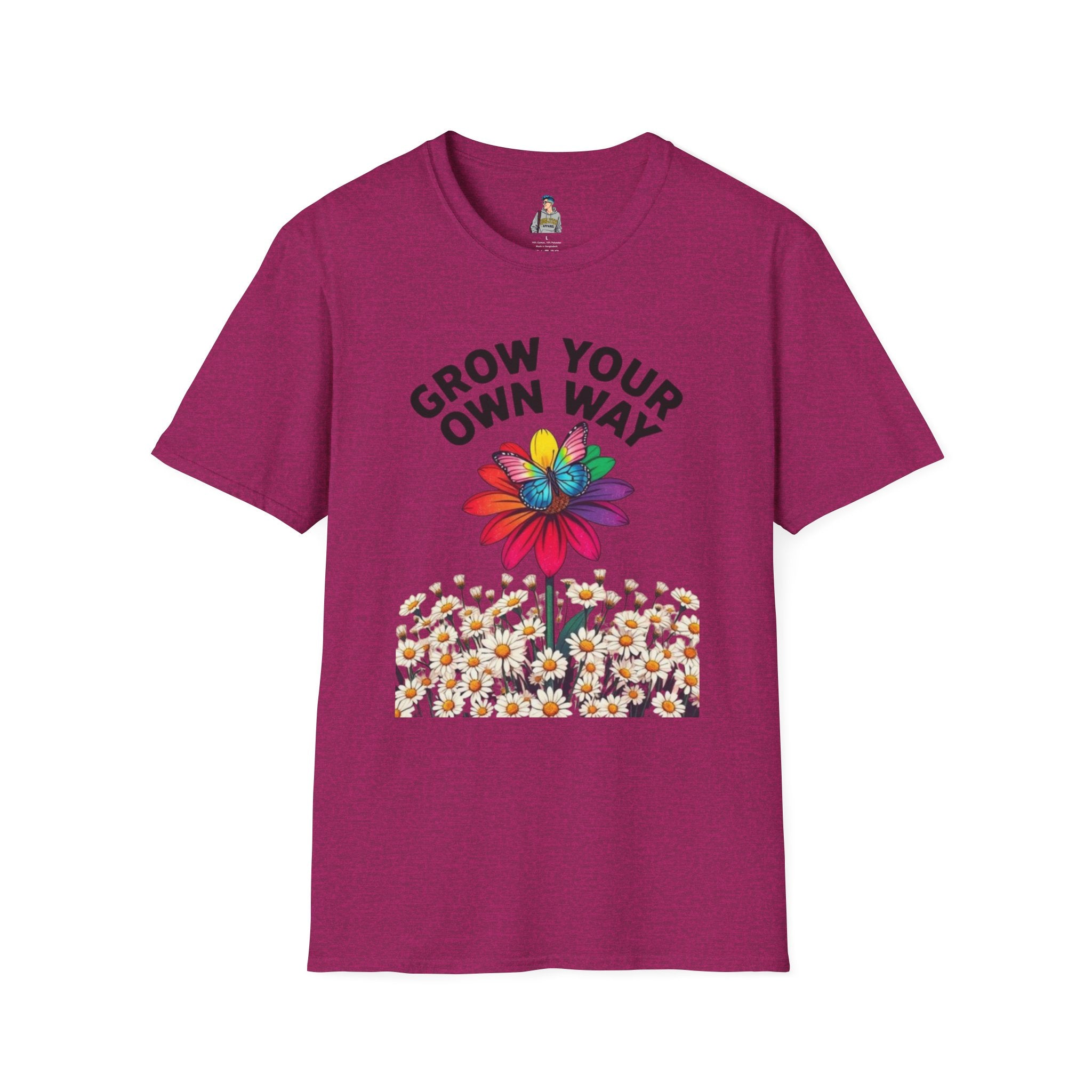Unisex Softstyle T-Shirt - 'Grow Your Own Way' Floral Design for Queer Pride