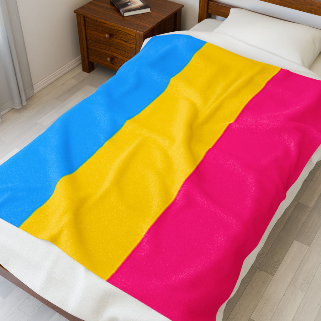 Pansexual Flag - Colorful Velveteen Plush Blanket