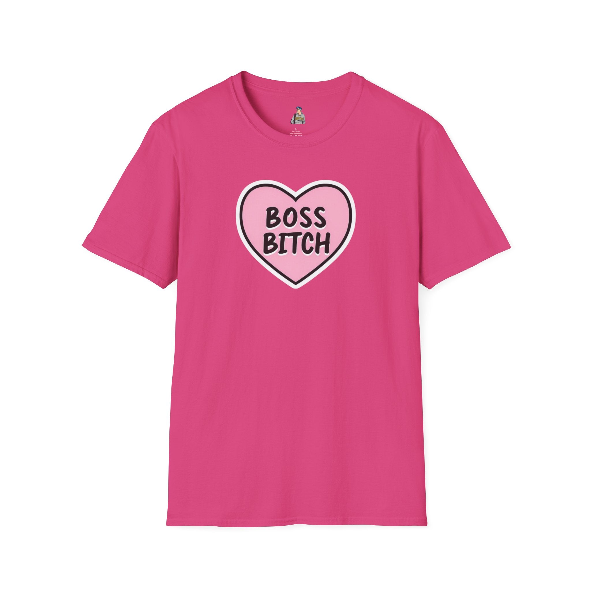 Unisex Softstyle T-Shirt - 'Boss Bitch' Heart Design - Funny Statement Tee