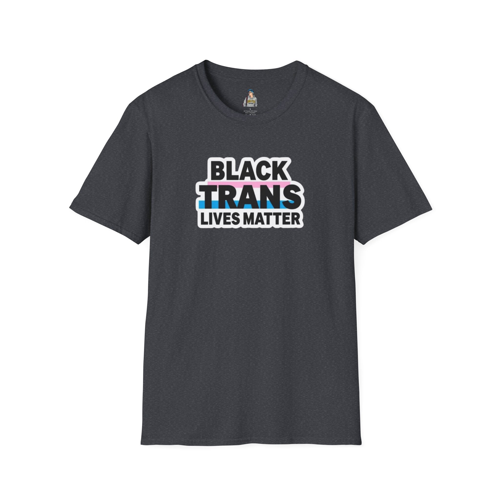 Unisex Softstyle T-Shirt - Black Trans Lives Matter Statement Tee