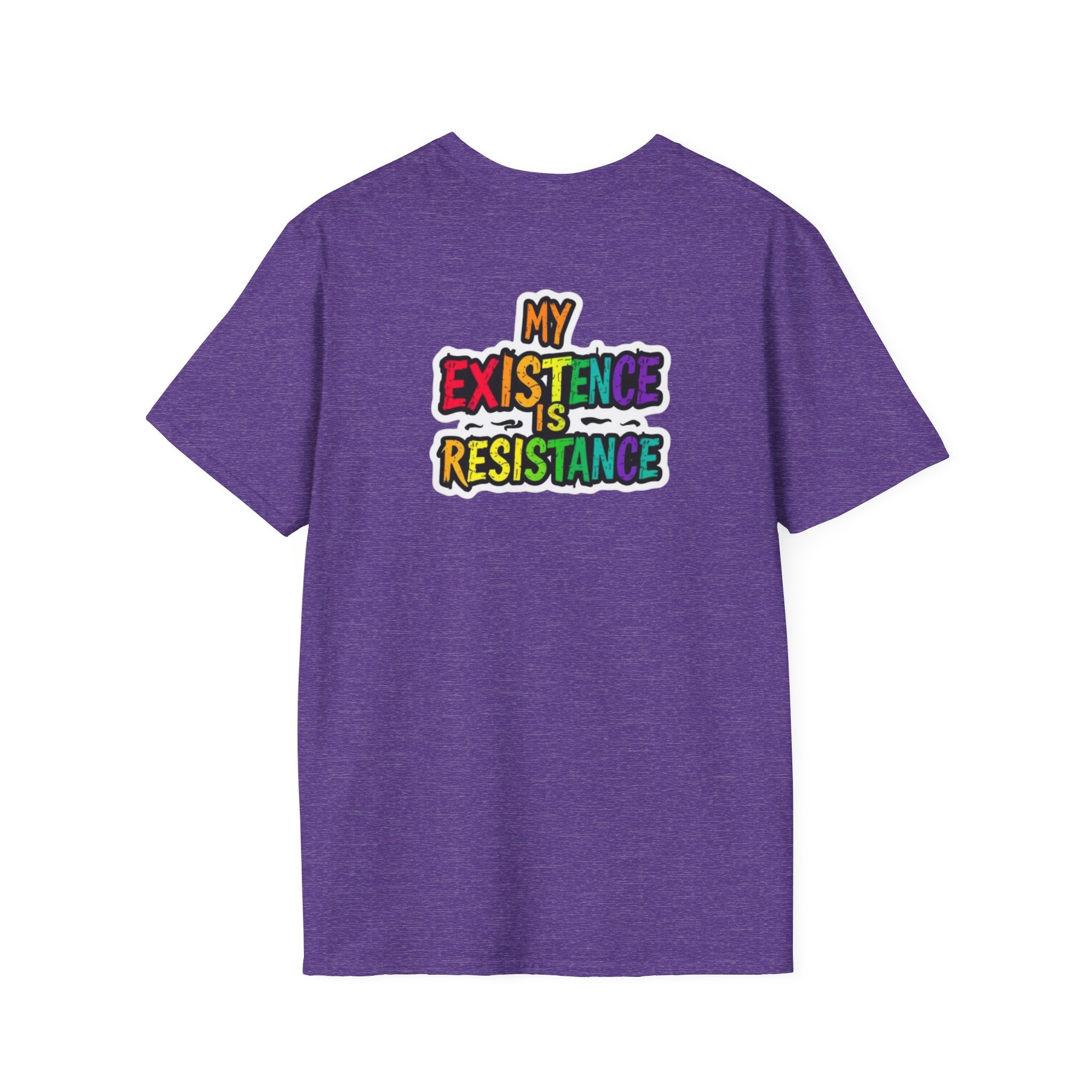 Unisex Softstyle T-Shirt - Pride Heart Design with 'Existence is Resistance'