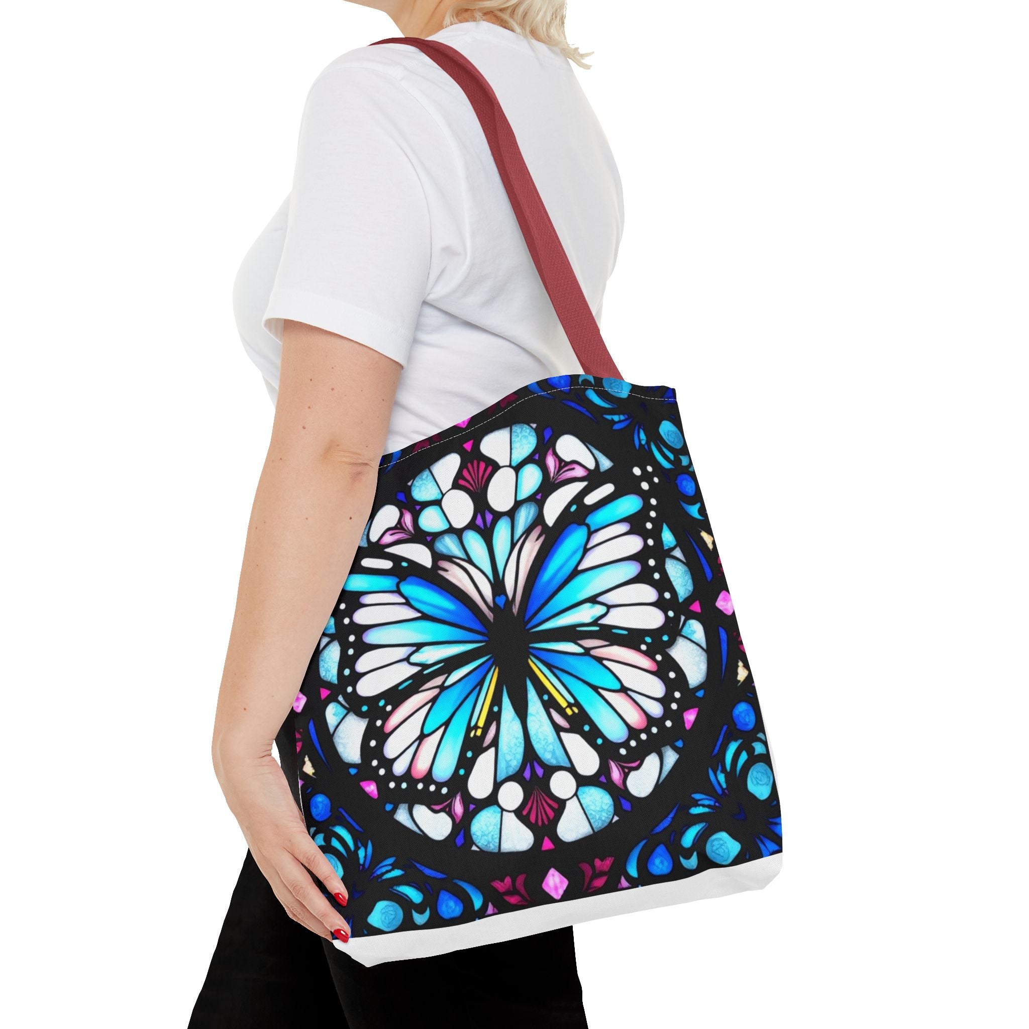 Colorful Butterfly Stained Glass Design Tote Bag