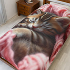 Cozy Kitty Velveteen Plush Blanket – Adorable Feline Design for Comfort and Warmth
