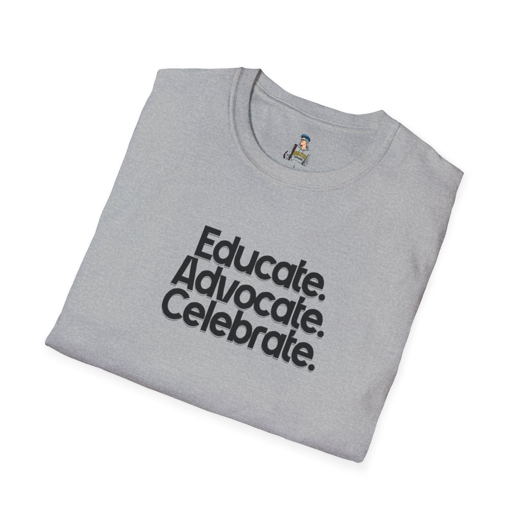 Teacher Advocate T-Shirt - Subtle Pride Educate Advocate Celebrate Design - EqualiTees.Me