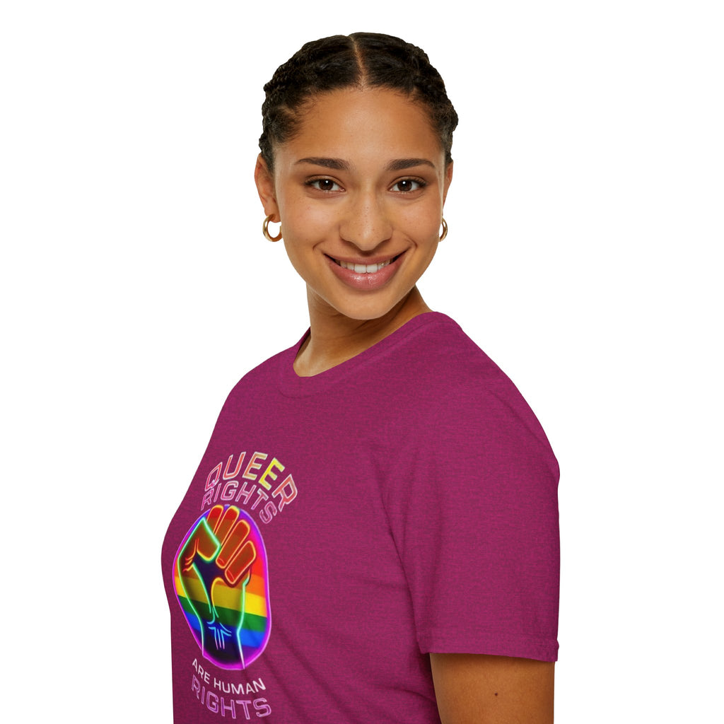 Unisex Softstyle T-Shirt - Queer Rights Are Human Rights Statement Tee