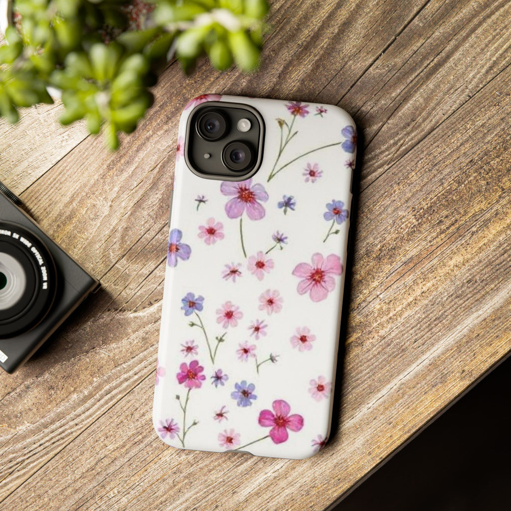 Floral Pink Wildflower Tough Phone Case for iPhone