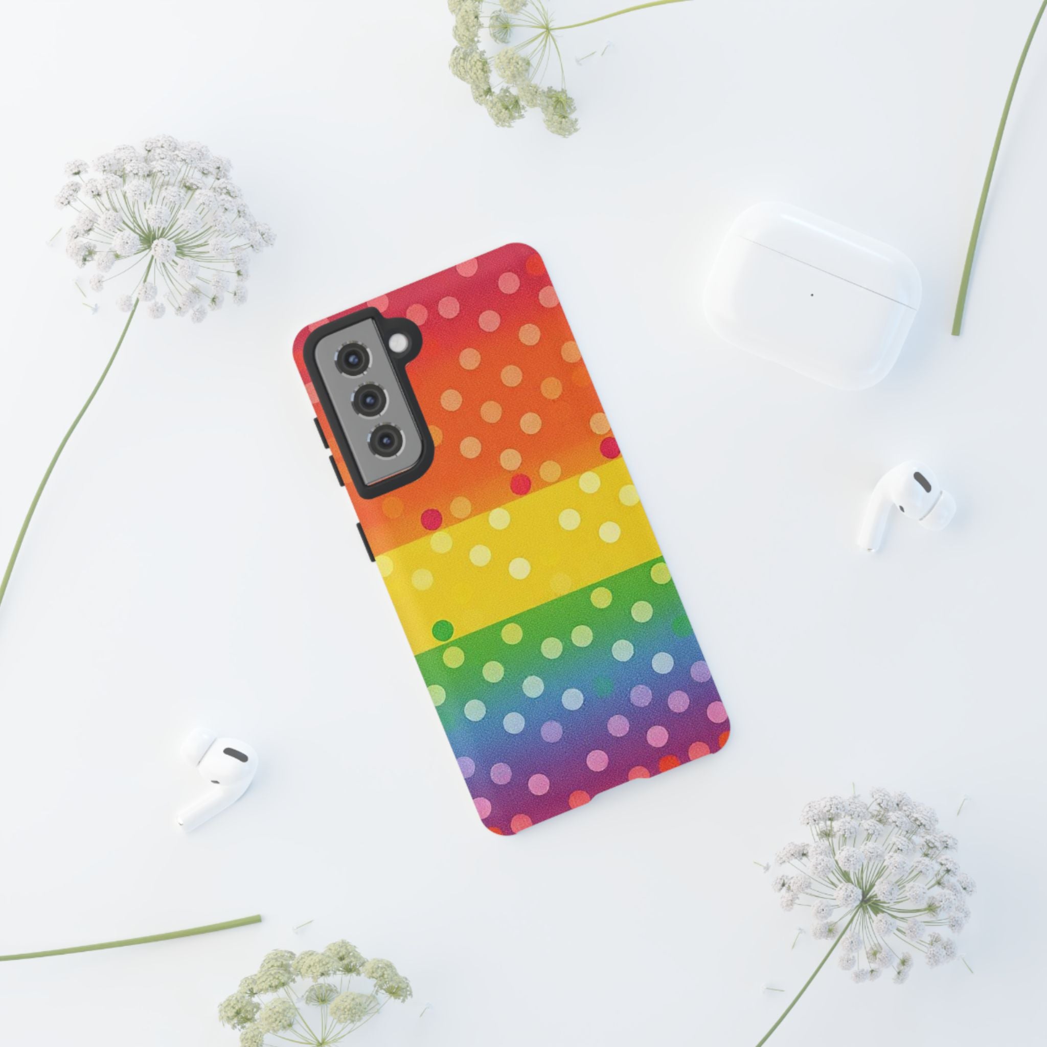 Rainbow Polka-Dot Tough Case for Android
