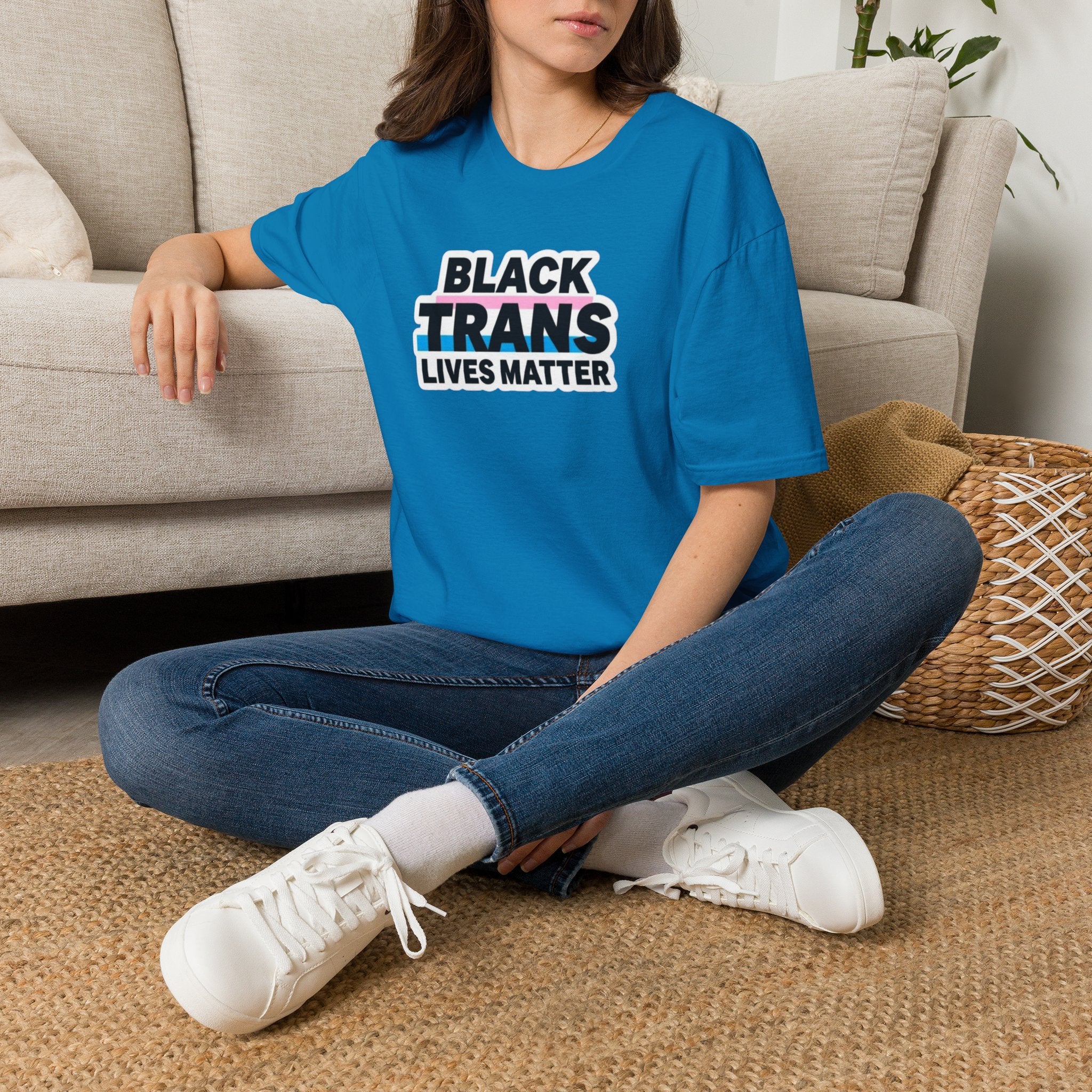 Unisex Softstyle T-Shirt - Black Trans Lives Matter Statement Tee