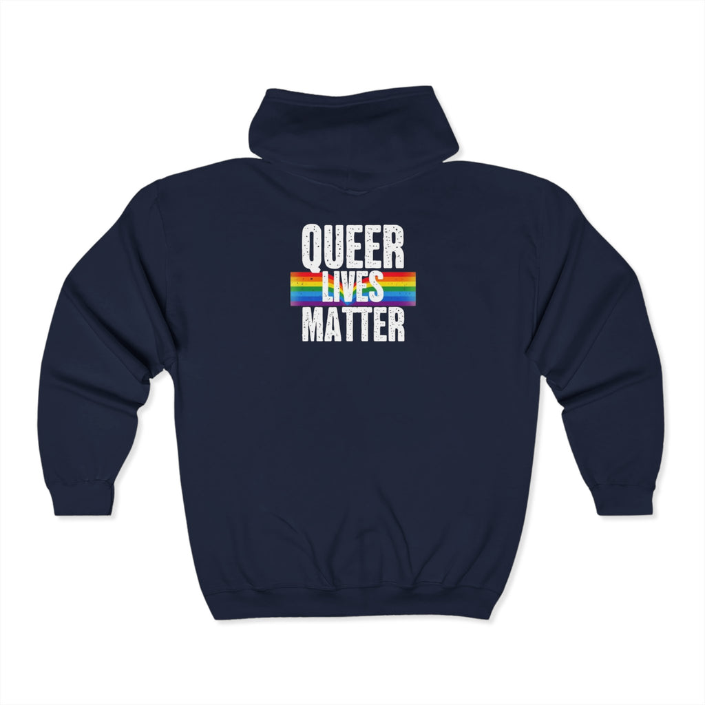 Queer Lives Matter Zip-Up Hoodie - Cozy Outdoor Style