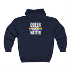 Queer Lives Matter Zip-Up Hoodie - Cozy Outdoor Style