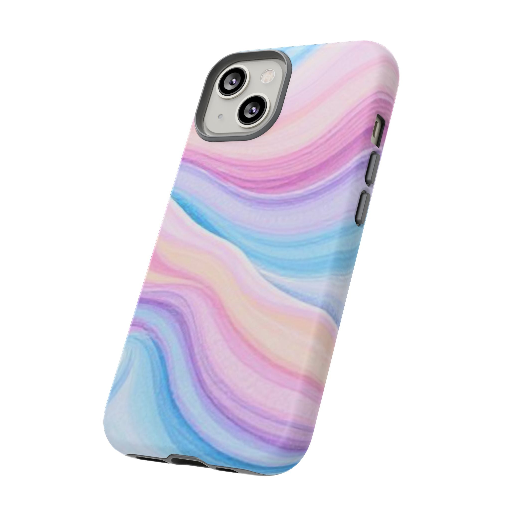 Pastel Marble Tough Phone Case iPhone — Swirled Pink & Blue Protective Cover