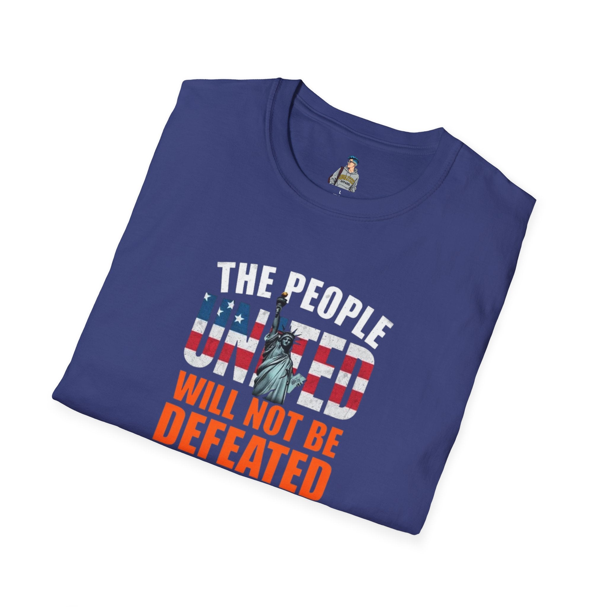 Patriotic Unisex Softstyle T-Shirt - "The People United Will Not Be Defeated"
