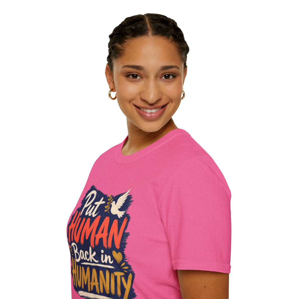 Put Human Back in Humanity T-Shirt — Inspirational Peace Dove Tee