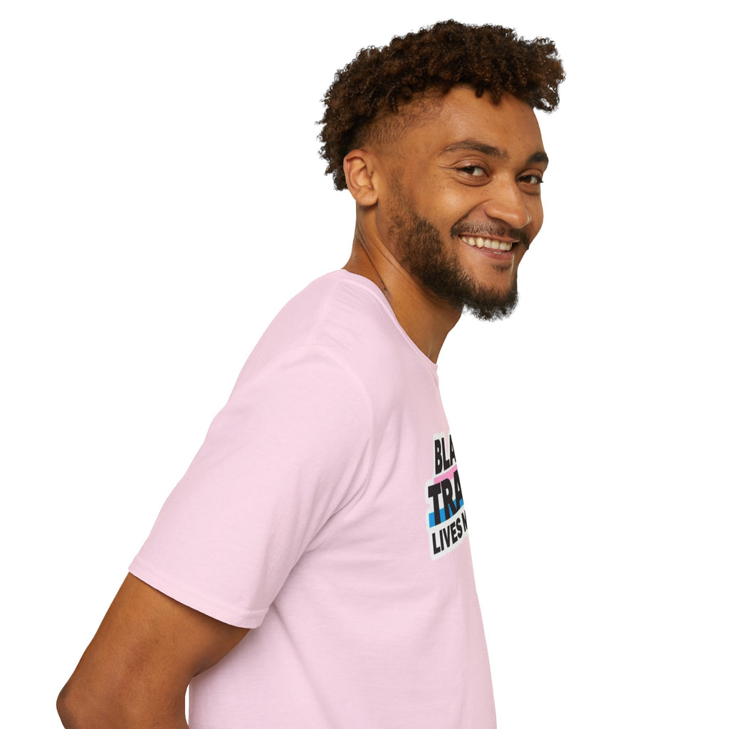 Unisex Softstyle T-Shirt - Black Trans Lives Matter Statement Tee