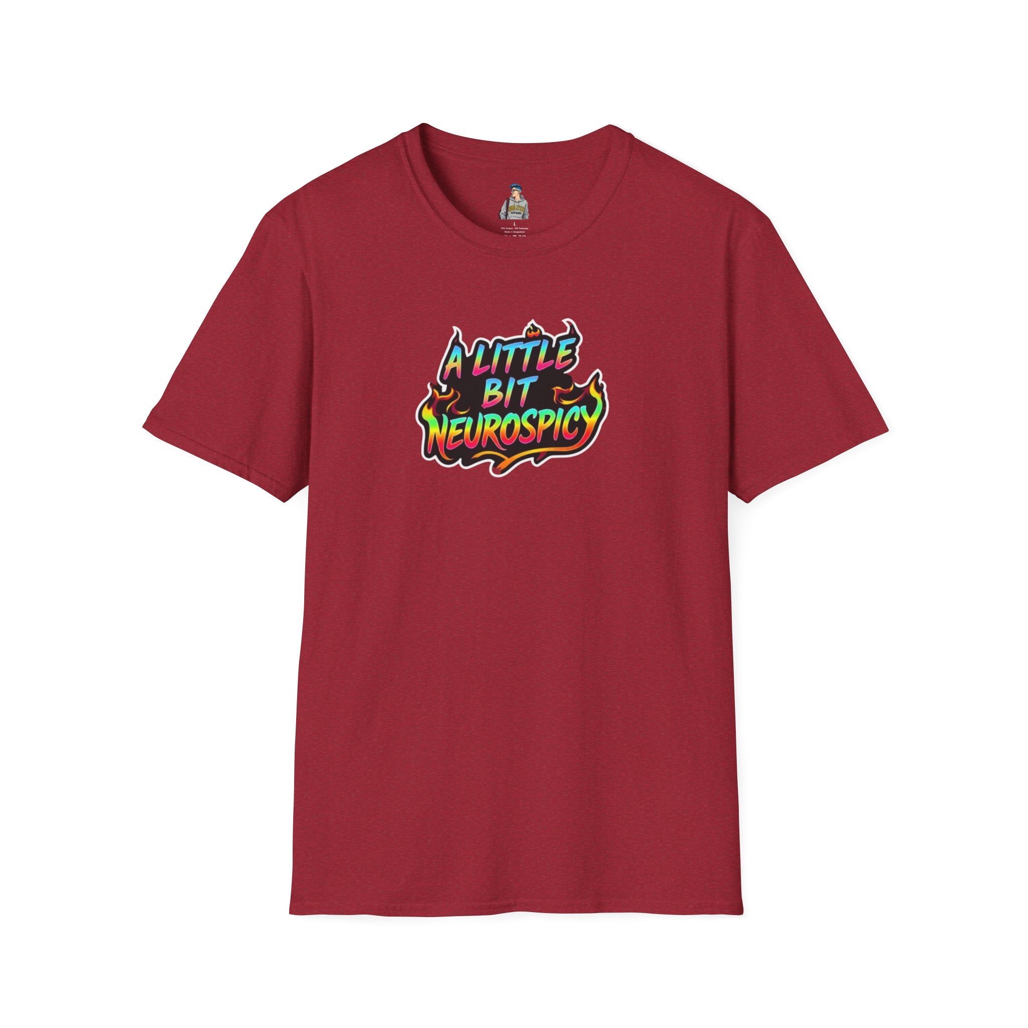 A Little Bit Neurospicy Unisex Softstyle T-Shirt - Fun & Quirky Graphic Tee for Neurodivergent Awareness