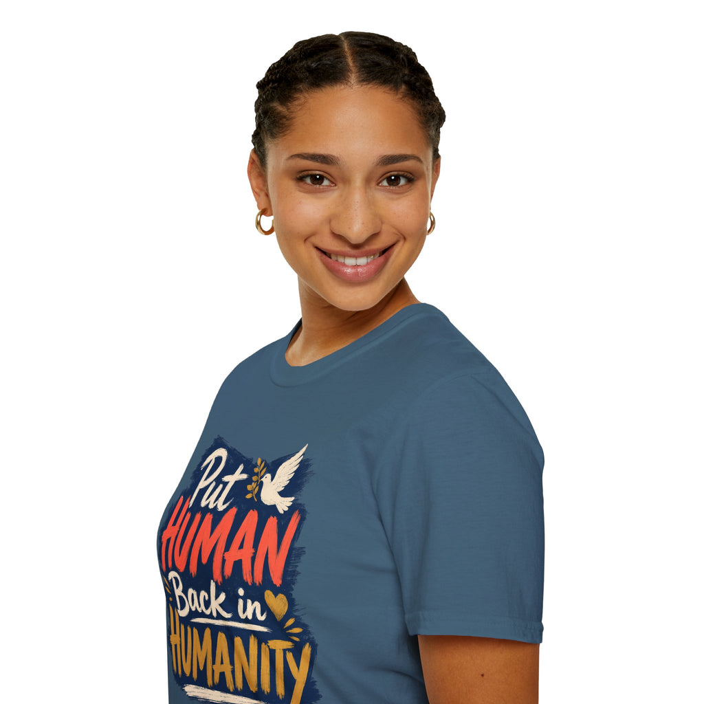 Put Human Back in Humanity T-Shirt — Inspirational Peace Dove Tee