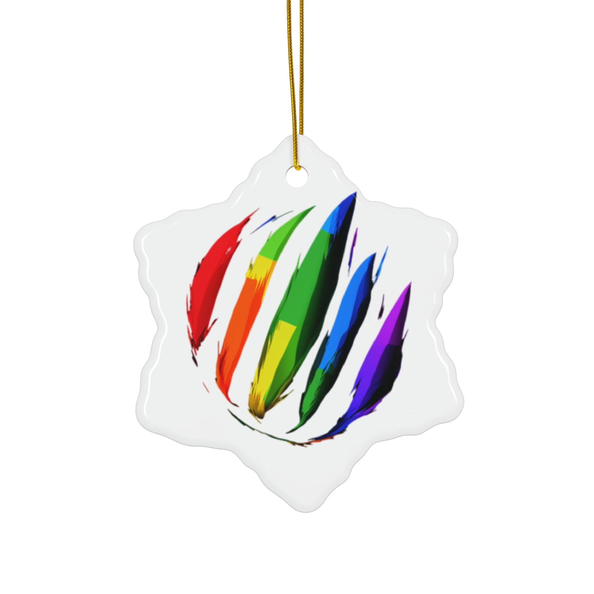 Rainbow Scratch Ceramic Ornament - 4 shapes
