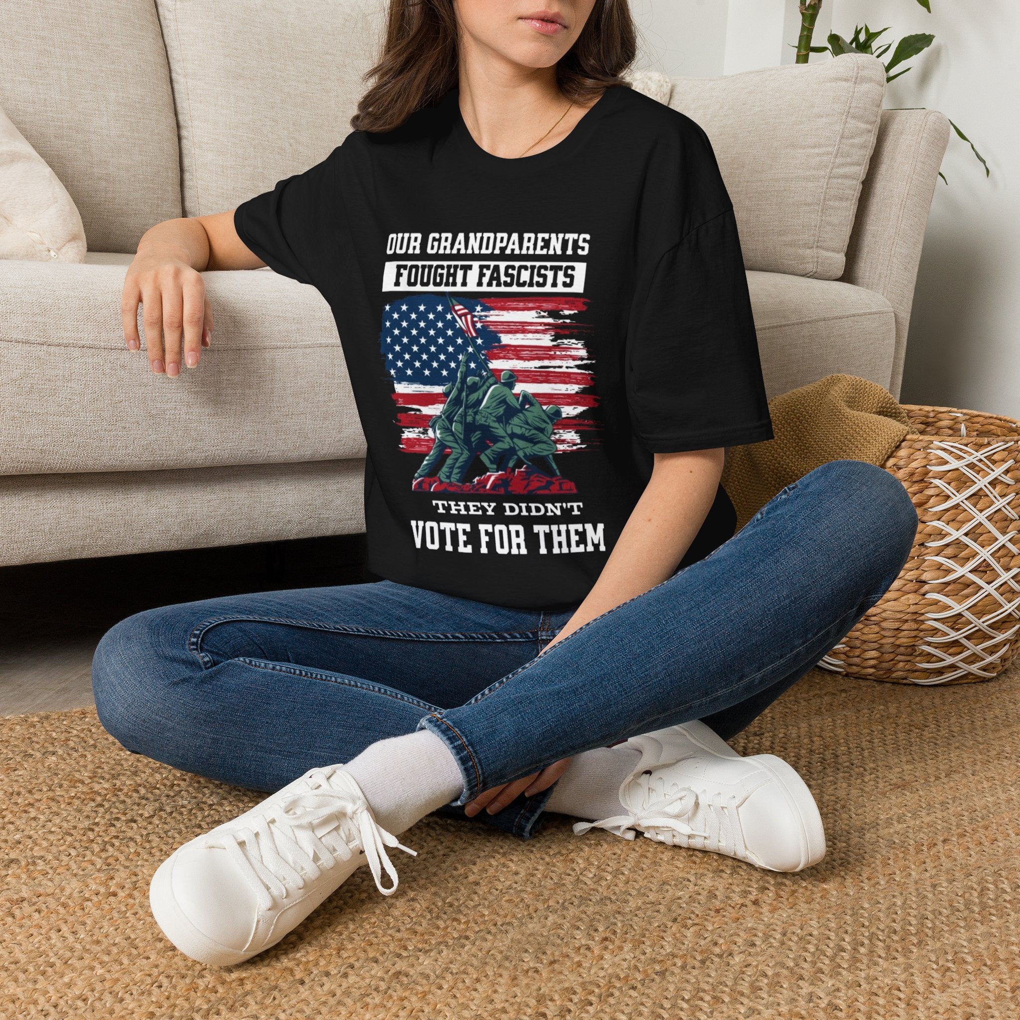 Unisex Softstyle T-Shirt: 'Our Grandparents Fought Fascists' Patriotic Tee