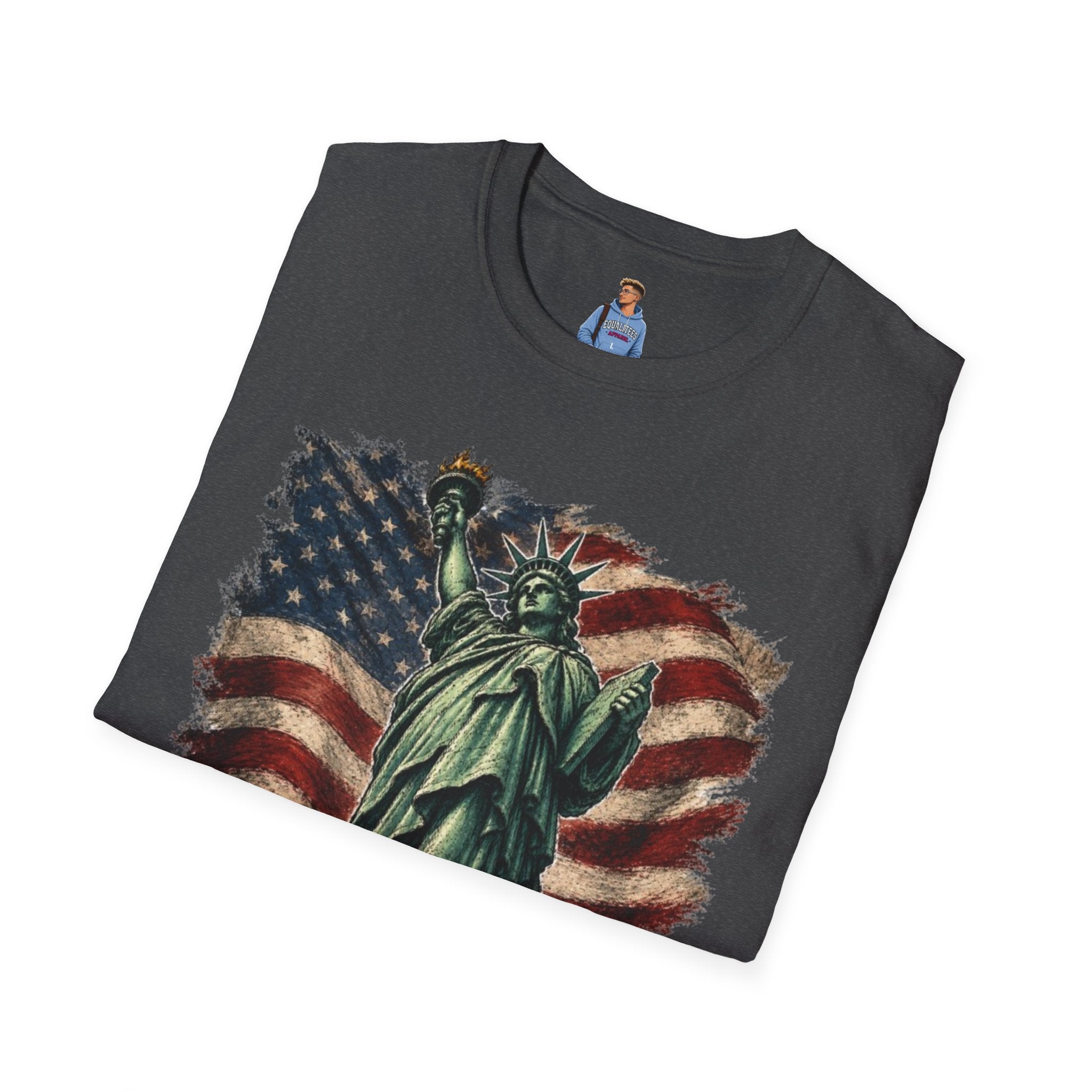 Statue of Liberty Stepping on MAGA American Flag T-Shirt — Patriotic USA Independence Day Tee