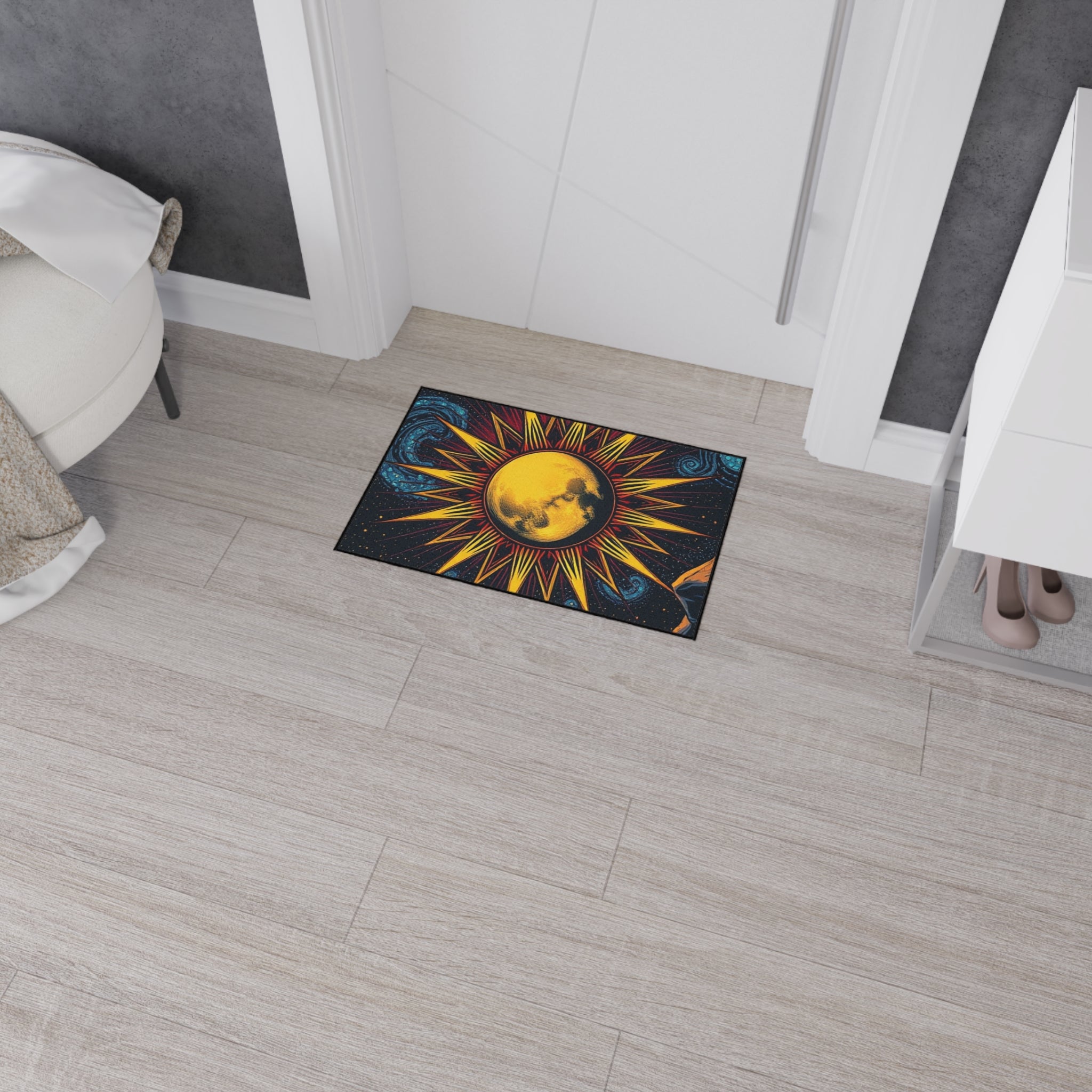 Cosmic Moon Heavy Duty Floor Mat - Vibrant Space Design for Home Decor