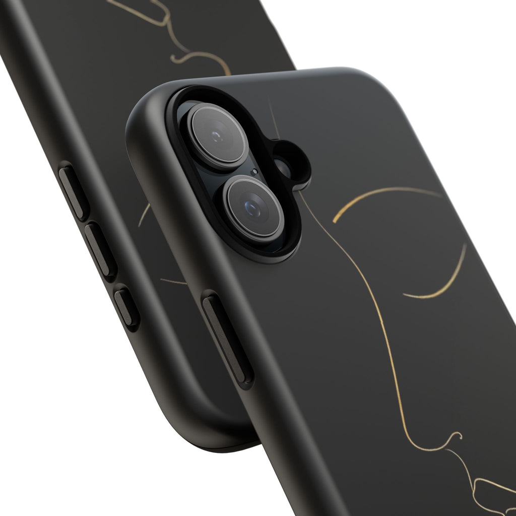 Android OR iPhone Compatible Cases - Gold Line Face Design - Unique Tough Cases