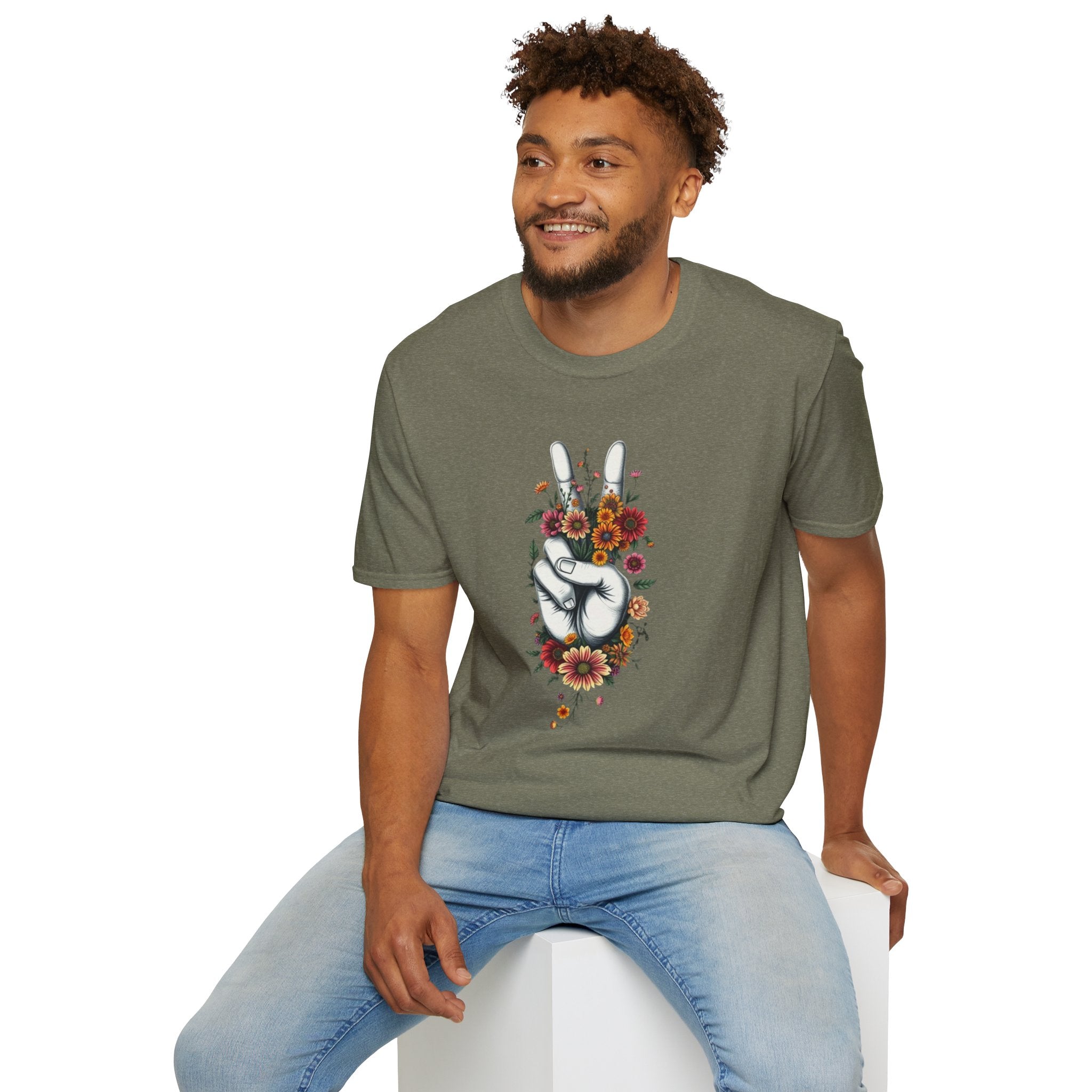 Grow Peace Unisex Softstyle T-Shirt - Boho Inspiration, Perfect for Festivals and Everyday Wear