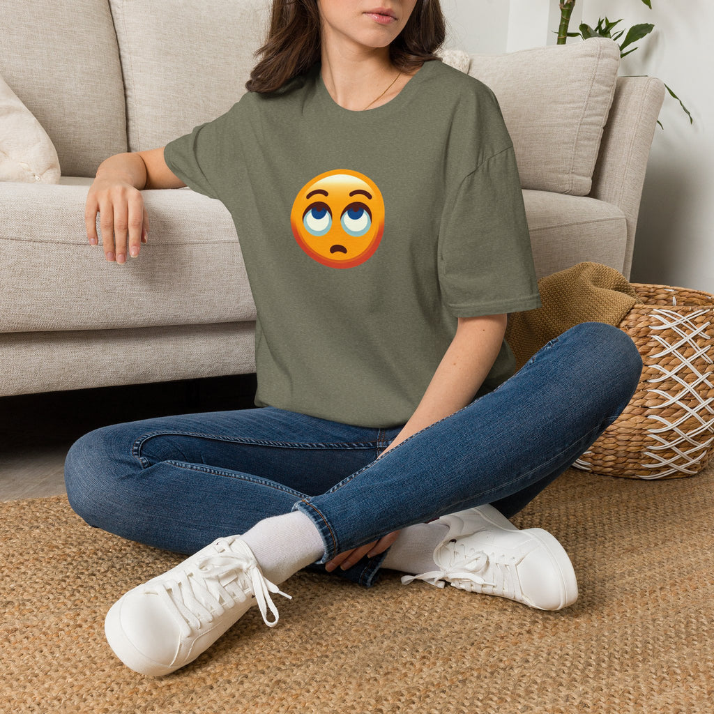 Unisex Softstyle T-Shirt with Eye Roll Emoji | Casual Graphic Tee for Everyday Humor
